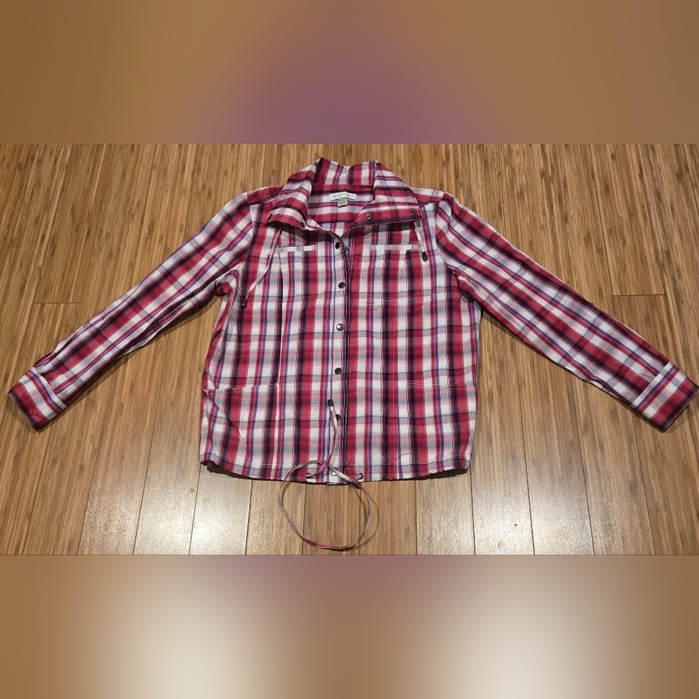 Christopher & Banks Red and White Plaid Shirt / Jacket